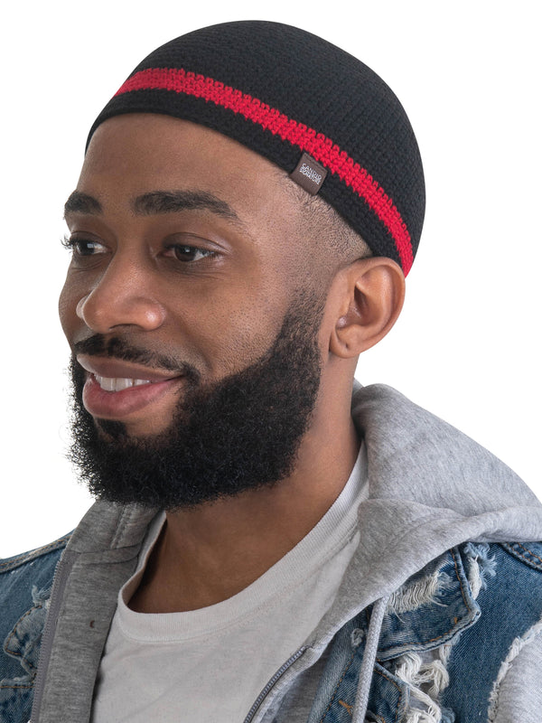 Handmade Open Knit Skull Cap Kufi Hat w/ Triangle Pattern