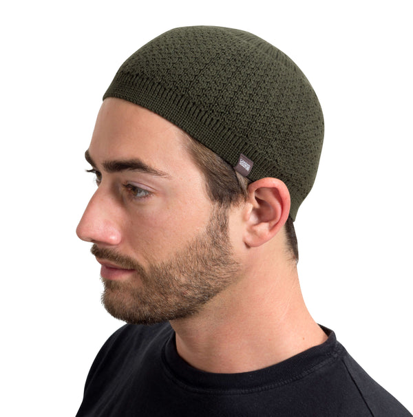 Wavy Threaded Cotton Kufi Skull Cap in Solid Colors