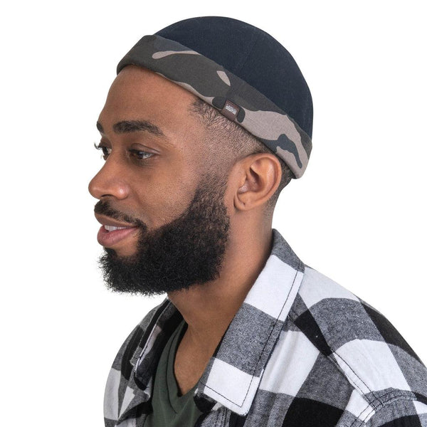 Black w/ Army Camo Cuff - Brimless Docker Hat