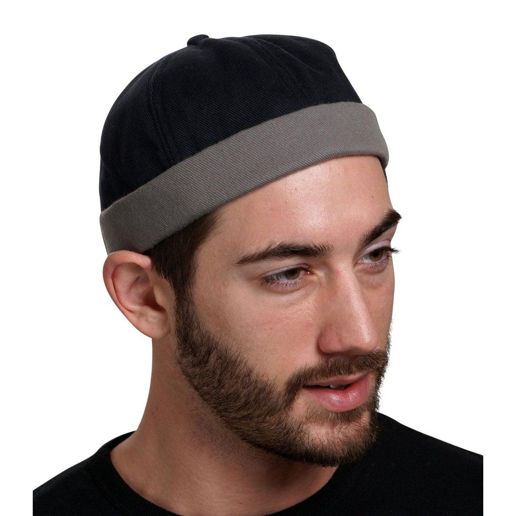 Snugzero - Brimless Adjustable Docker Hat Beanie | Retro Cotton No Visor Cap (Black with Army Camo Cuff), adult Unisex, Size: One Size