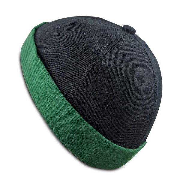 Black w/ Green Cuff - Brimless Docker Hat