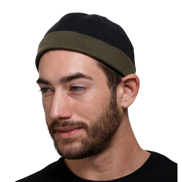 Black W/ Olive Green Cuff - Brimless Docker Hat