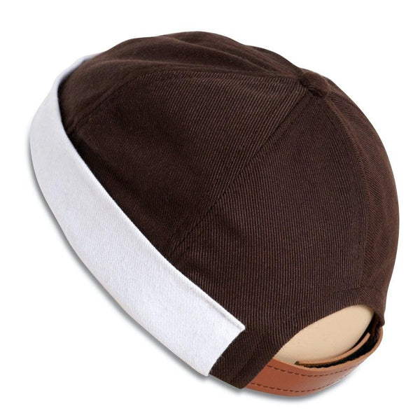 Brown W/ White Cuff - Brimless Docker Hat