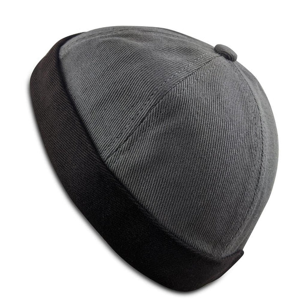 Gray w/ Dark Brown Cuff - Brimless Docker Hat