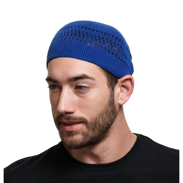 Blue - Lattice Kufi Hat Skull Cap