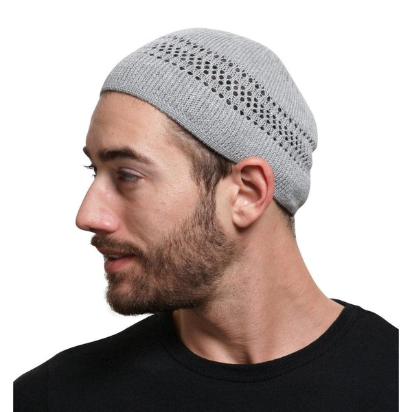 Gray - Lattice Kufi Hat Skull Cap