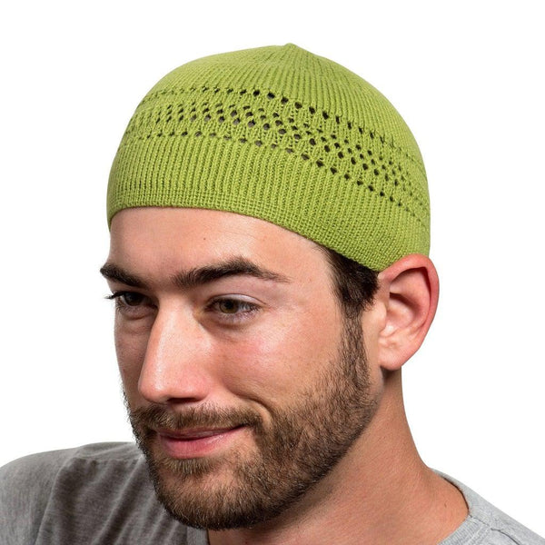 Olive - Lattice Kufi Hat Skull Cap