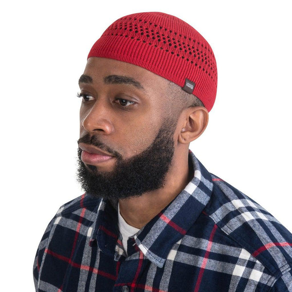 Red - Lattice Kufi Hat Skull Cap