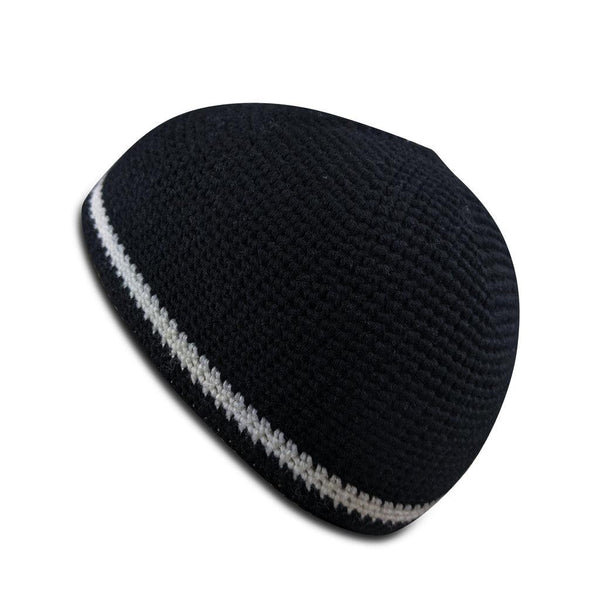Black w/ White - Close Knit Handmade Kufi Skull Cap