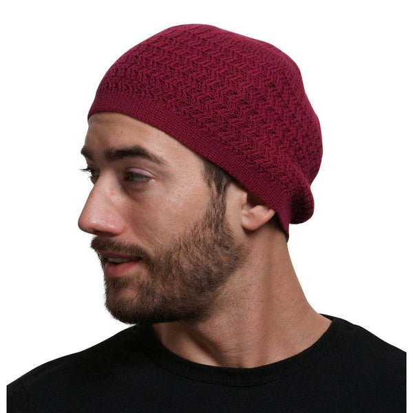 kufi hat skull cap large light pink zigzag