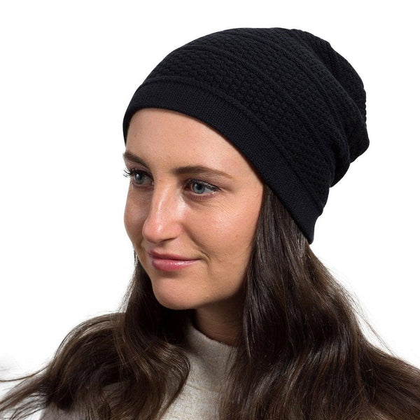 Black - Slouchy Ribbed Cotton Beanie