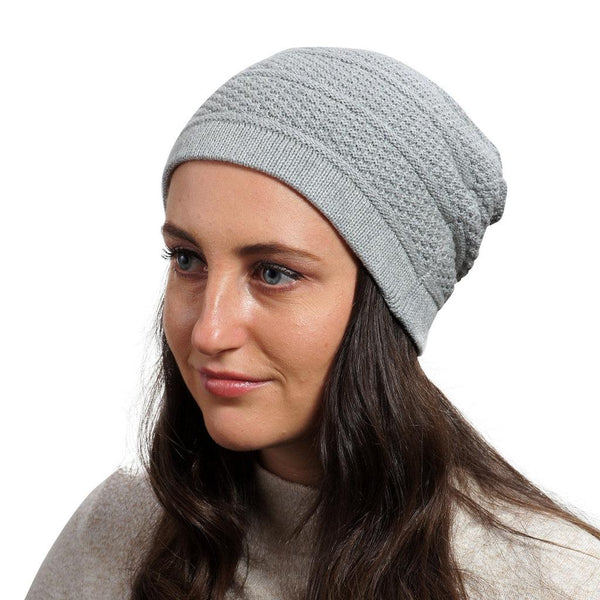 Light Gray - Slouchy Ribbed Cotton Beanie