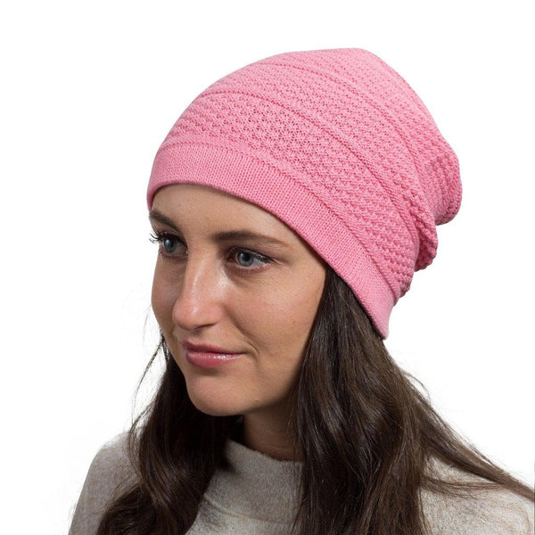 Pink - Slouchy Ribbed Cotton Beanie