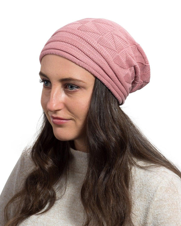 Rose Pink - Thin Slouchy Triangle Beanie