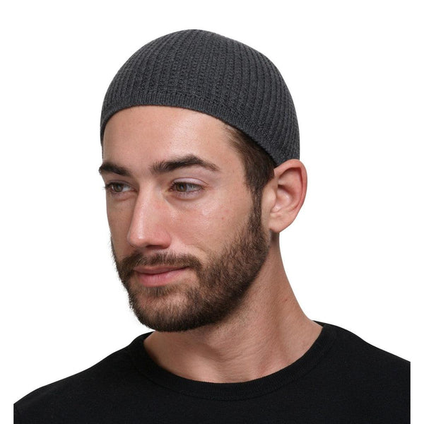 Gray - Ribbed Kufi Hat Skull Cap