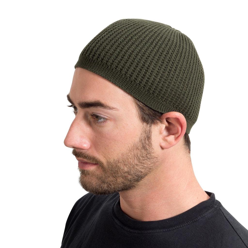 faldskærm Følsom tyfon Solid Colored Elastic Skull Cap Kufi Hat with Ribbed Checkered Knit in |  Candid Signature