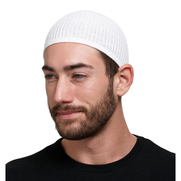 White - Ribbed Kufi Hat Skull Cap