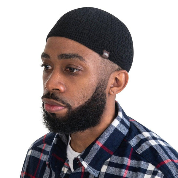 Black - Zigzag Kufi Hat Skull Cap