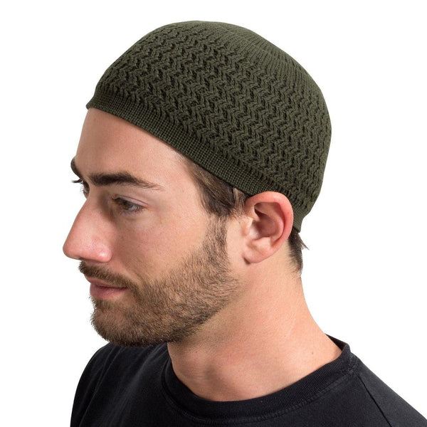Forest Green - Zigzag Kufi Hat Skull Cap