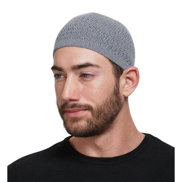 Gray - Zigzag Kufi Hat Skull Cap