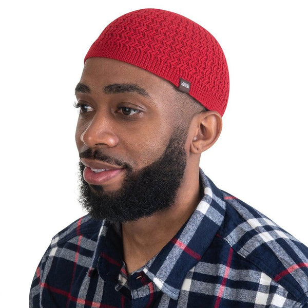 Red - Zigzag Kufi Hat Skull Cap